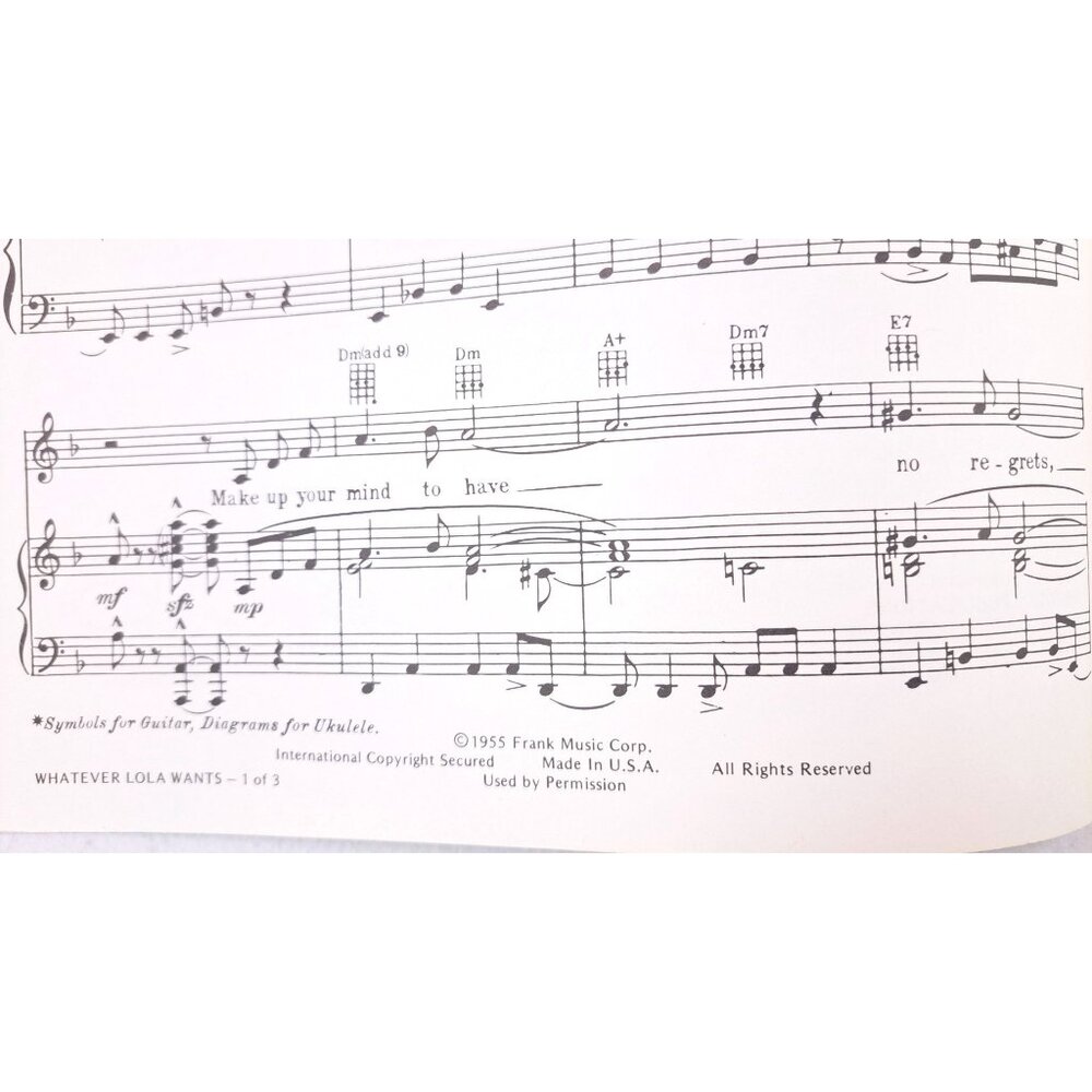 Vintage Whatever Lola Wants Lola Gets Sheet Music 1955 Damn Yankees Adler Ross - Picture 3 of 6